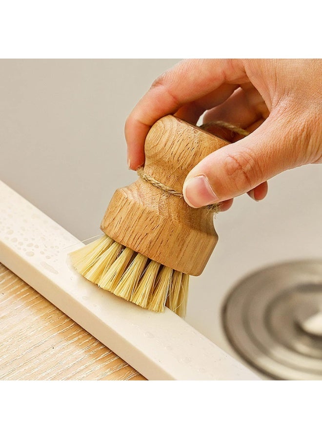 Bamboo Dish Scrub Brushes, Kitchen Wooden Cleaning Scrubbers for Washing Cast Iron Pan/Pot, Natural Sisal ,Coconut and Wood Handle, Set of 2 - Image 2